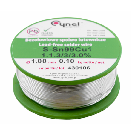 Leadfree solder wire 1mm 100gr Cynel