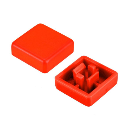 Capac patrat rosu 10mm pentru buton 12x12mm