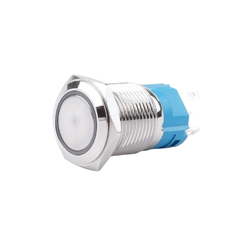 Buton iluminat cu retinere 12mm - 12-24V