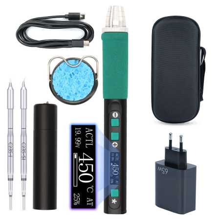 Letcon digital USB-C, 60–65W, afișaj, ESD-Safe – kit portabil complet YIHUA 928D-IV
