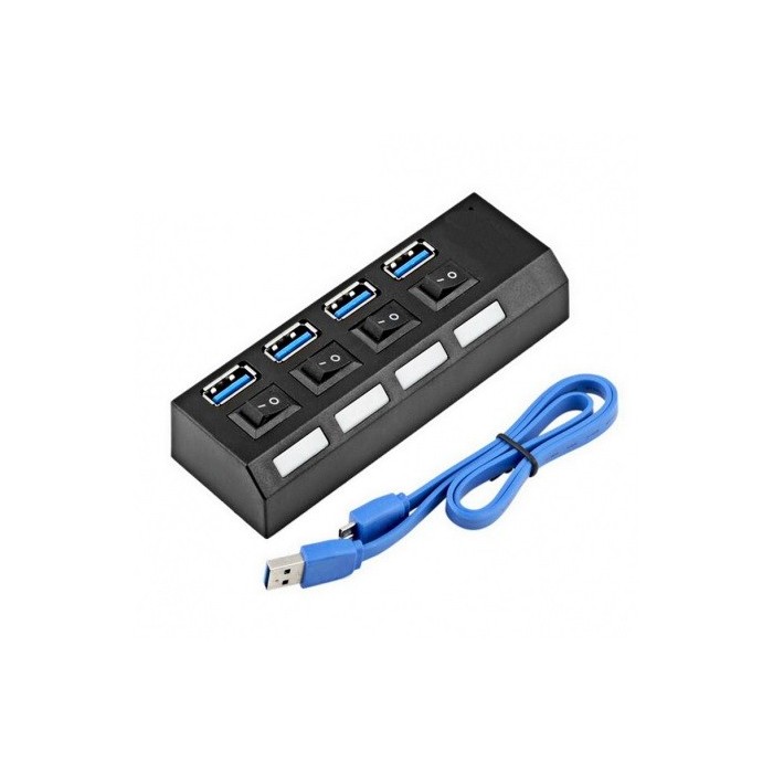 HUB USB 3.0 cu 4 porturi & switchuri - Negru