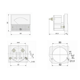 Ampermetru analogic curent continuu  20A DC (cu shunt)