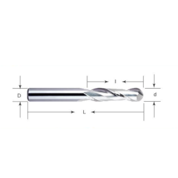 Ball nose end mill - 1 flute HN1A-BB2