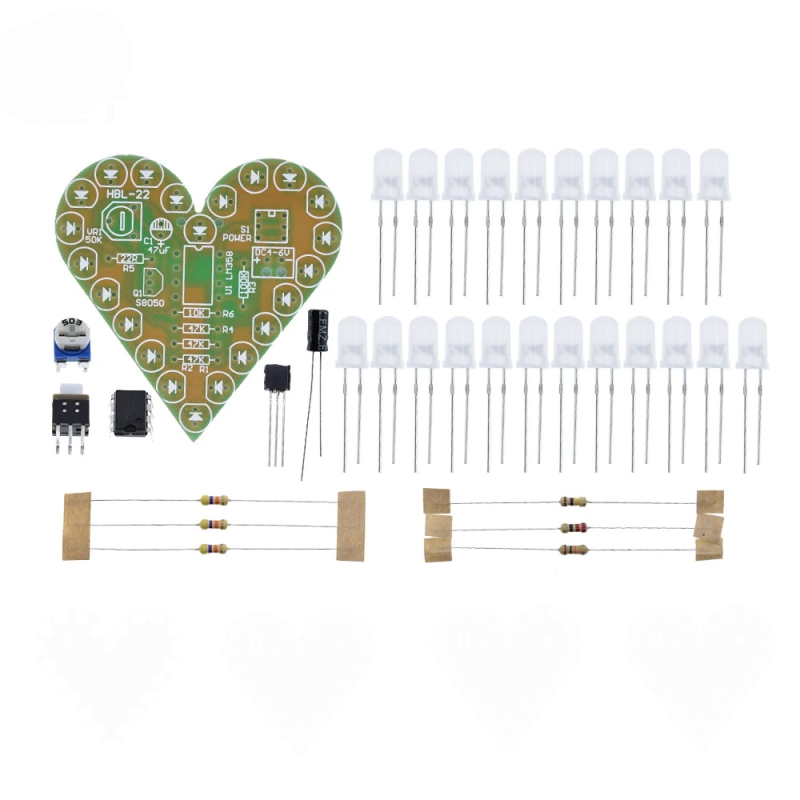 DIY Kit Heart Shape Breathing Lamp Kit DC 4V-6V Breathing LED Suite Red White Blue Green DIY Electronic Production for Learning