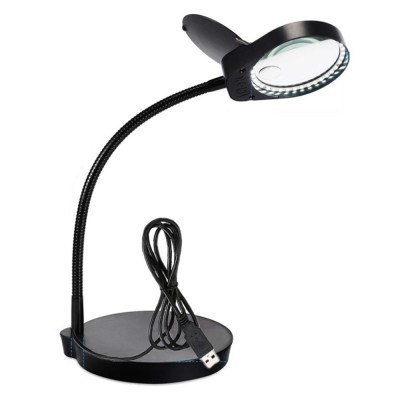 Workbench lamp with magnifier