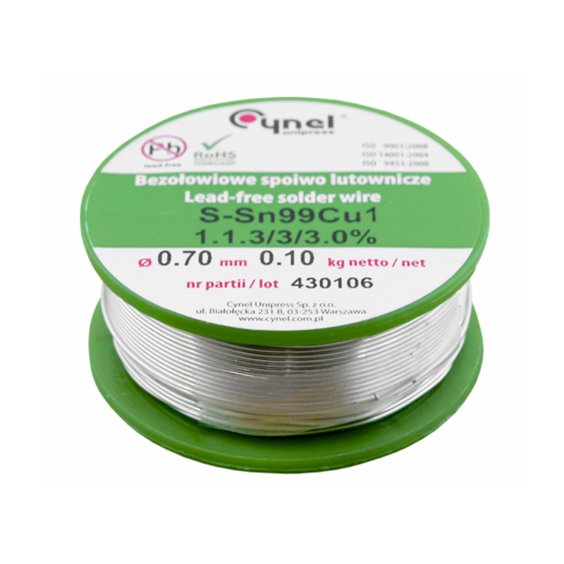 Leadfree solder wire 0.7mm 100gr Cynel