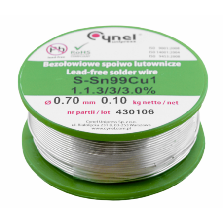 Leadfree solder wire 0.7mm 100gr Cynel