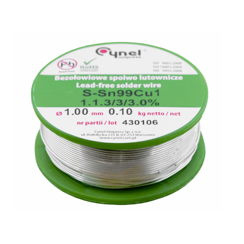 Leadfree solder wire 1mm 100gr Cynel