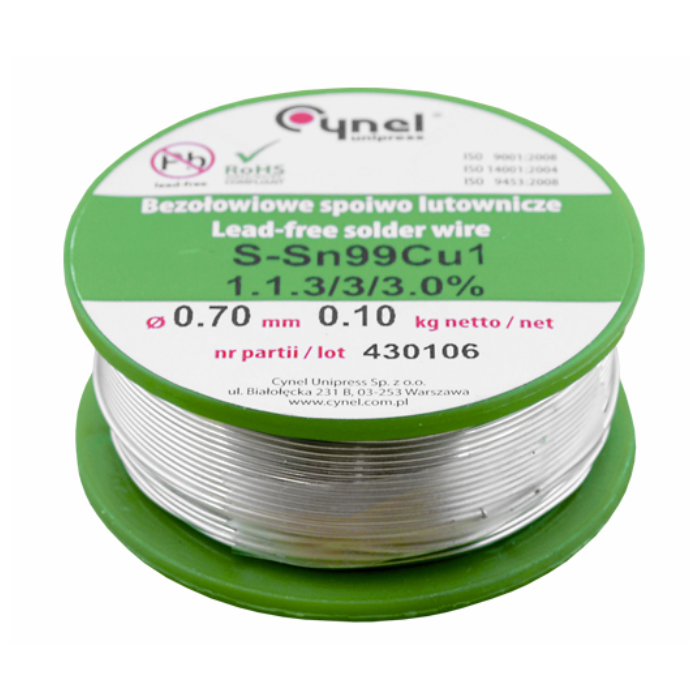 Leadfree solder wire 0.7mm 100gr Cynel