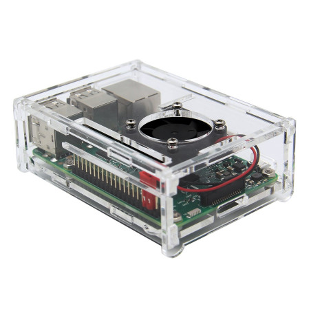 Placaj Acril - Carcasă pentru Raspberry Pi 3 acril + ventilator