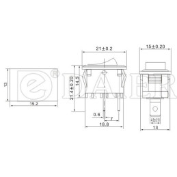 Intrerupator mic (rocker) - negru - 21mm