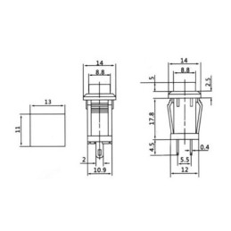 Square push button with hold