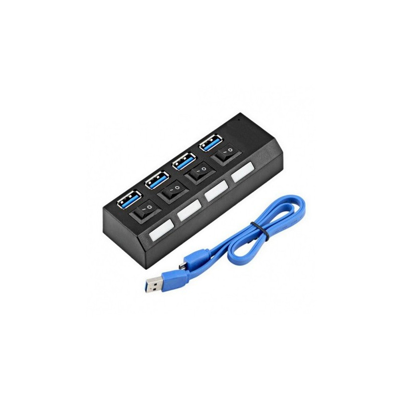 HUB USB 3.0 cu 4 porturi & switchuri - Negru