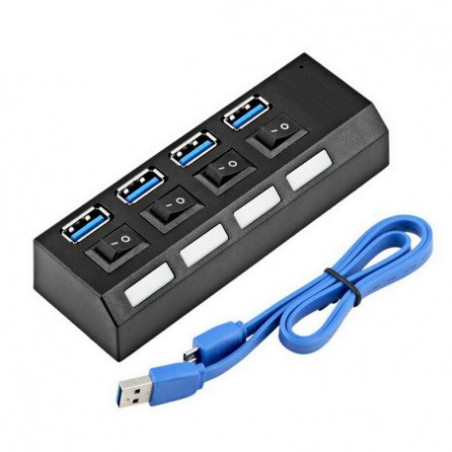 USB 3.0 HUB 4-port & switches - Black