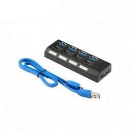 HUB USB 3.0 cu 4 porturi & switchuri - Negru